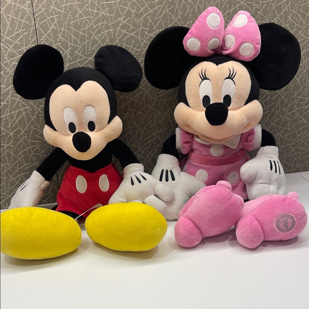 Disney Mickey and Minnie Plush Duo - Black, Red, Pink, Yellow